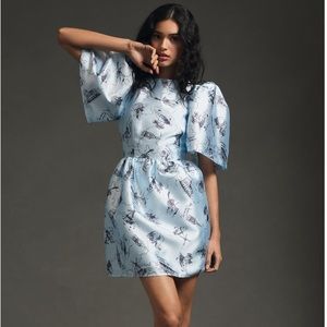 Anthropologie Blue and White Mini Dress